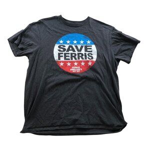 Ferris Buellers Day Off Mens T-hirt Size XL Save Ferris Graphic Tee Gray Casual